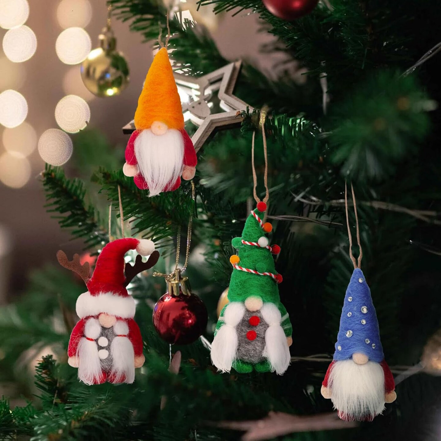 Needle Felting Kit - 4 Pcs Christmas Gnome Needle Felting Kits for Beginners, Needle Felting Starter Kit with Basic Felt Tools, DIY Wool Needle Felting Supplies for Christmas Festival Crafts