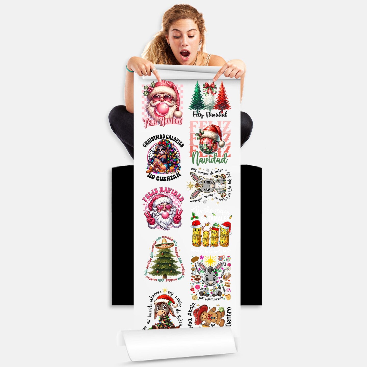 Hispanic Christmas - DTF Transfer 22x60 Direct-to-Film Gang Sheets Iron On Transfers - 11 Adult Prints