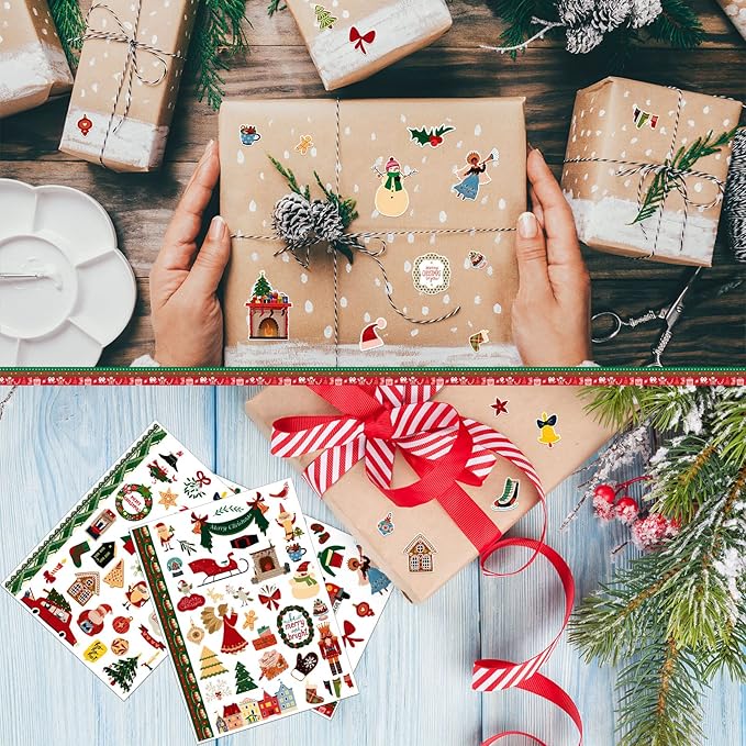 Scrapbooking Cozy Element Stickers Holiday Planner Stickers for Invitation Envelope Scrapbook Cards(Christmas Style)