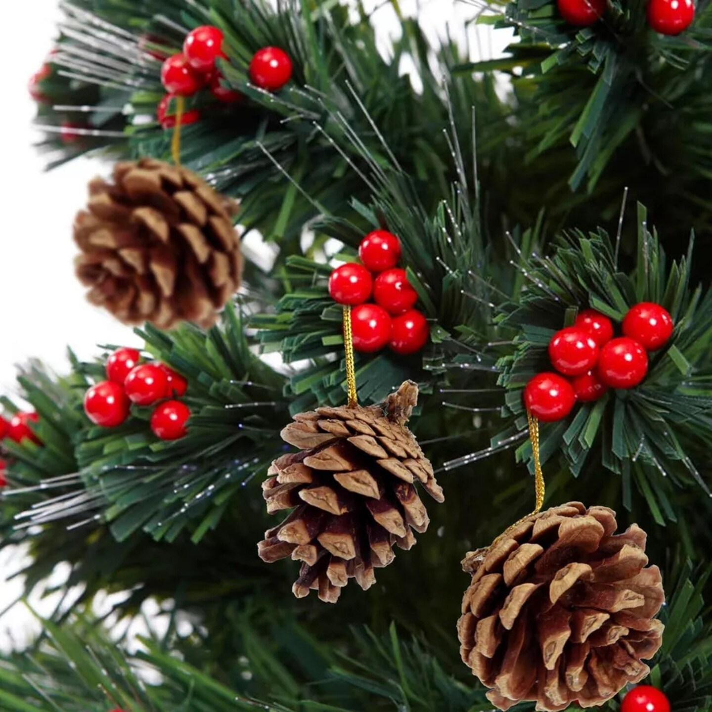Kitcheniva Christmas Pine Cones Ornaments White &#x26; Natural 32 Pcs