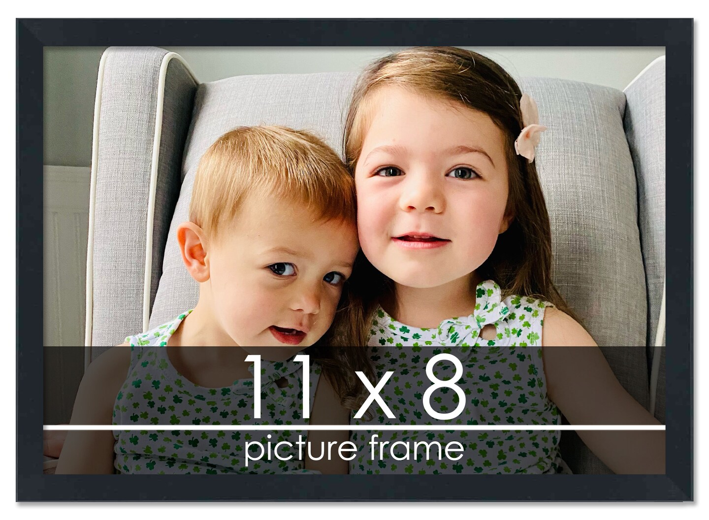 11x8 Slim Profile Black Picture Frame - UV Acrylic, Foam Board Backing, Hanging Hardware