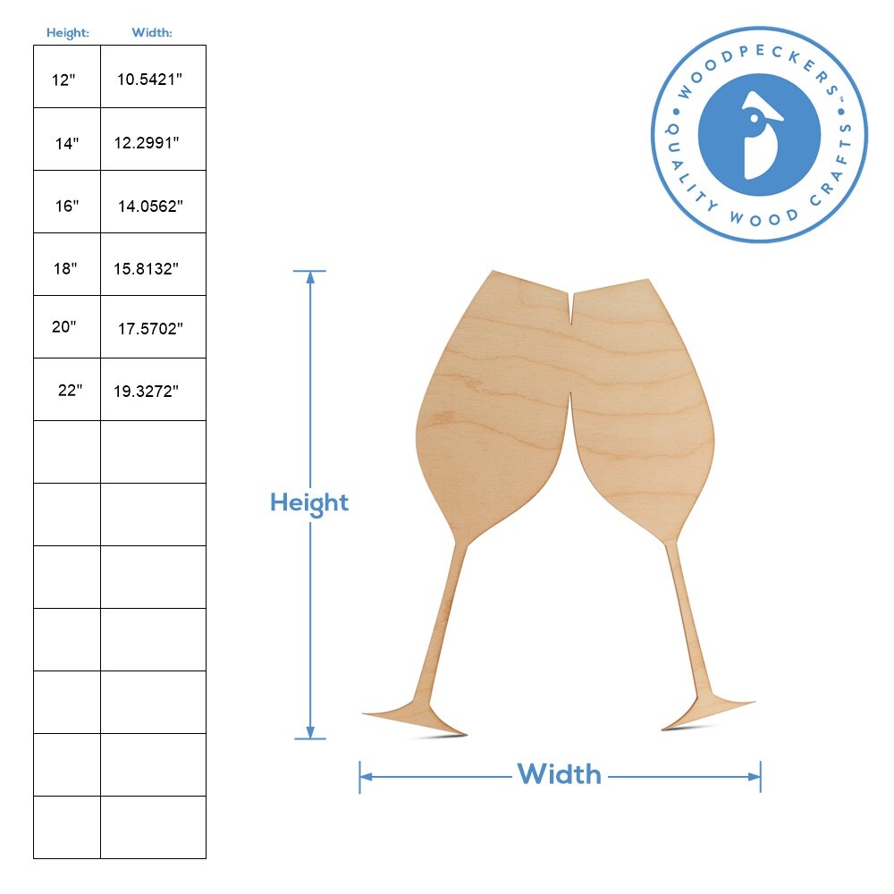 New Years Clinking Champagne Glasses Cutout From 12"- 22" |Woodpeckers