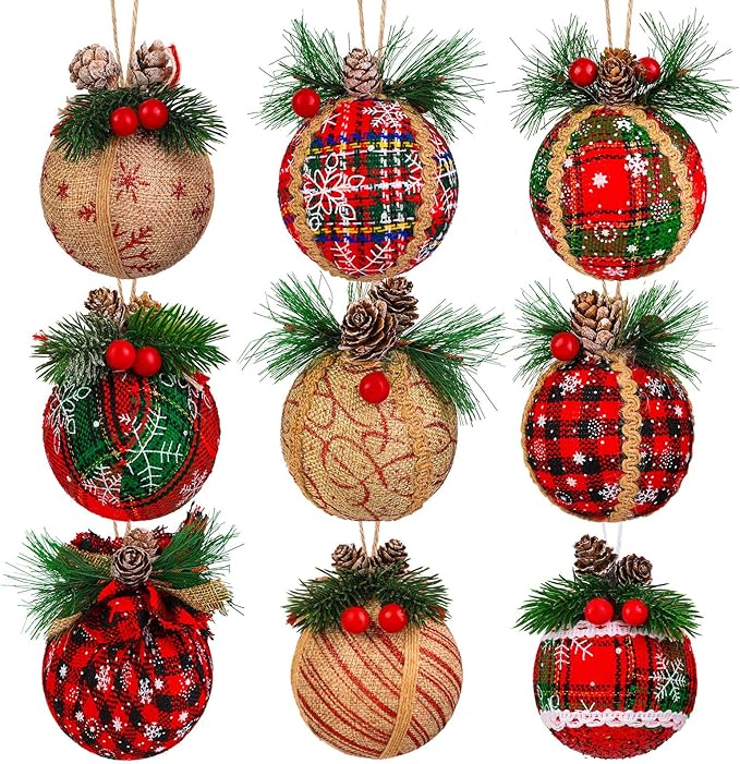 Christmas Tree Hanging Baubles Rustic Ornaments Shatterproof Christmas Tree Ornaments for Christmas Decorations