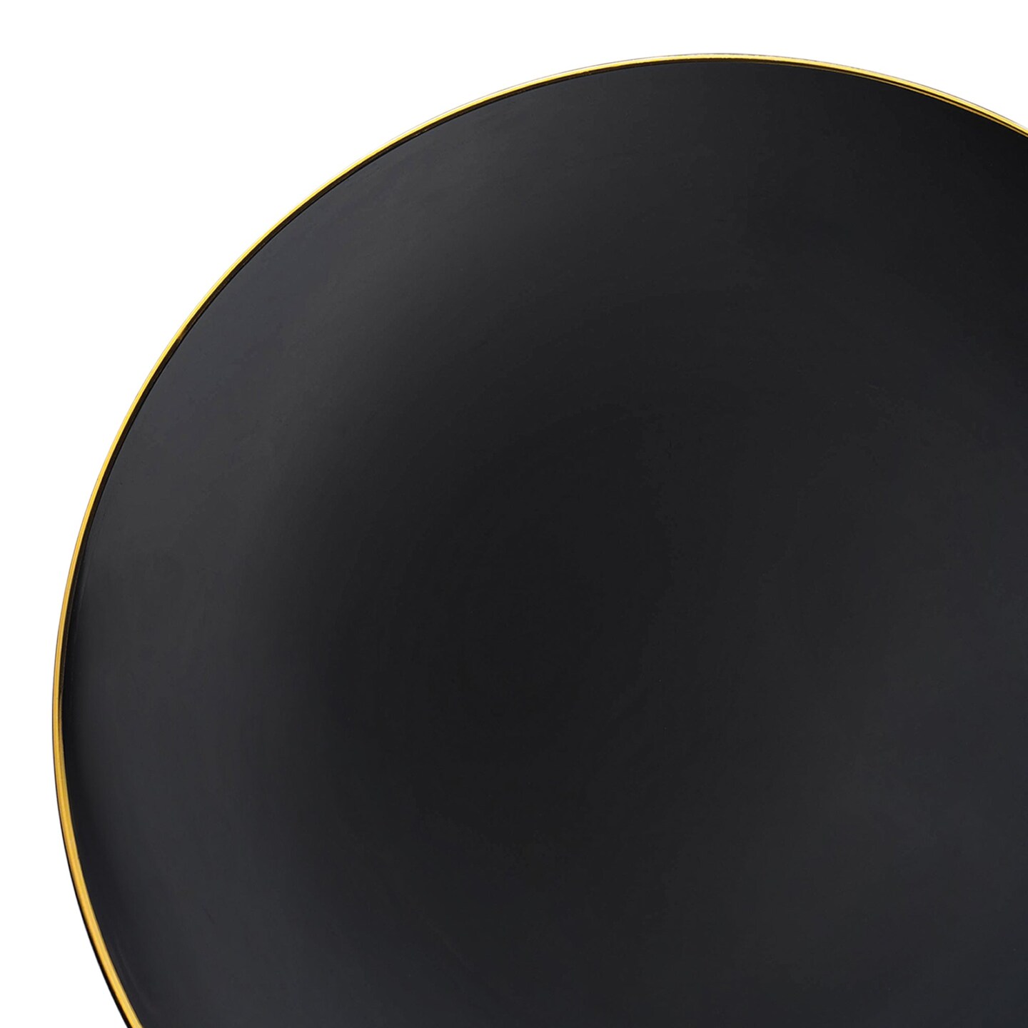 Black with Gold Rim Organic Round Disposable Plastic Dinner Plates - 10.25&#x22; (120 Plates)