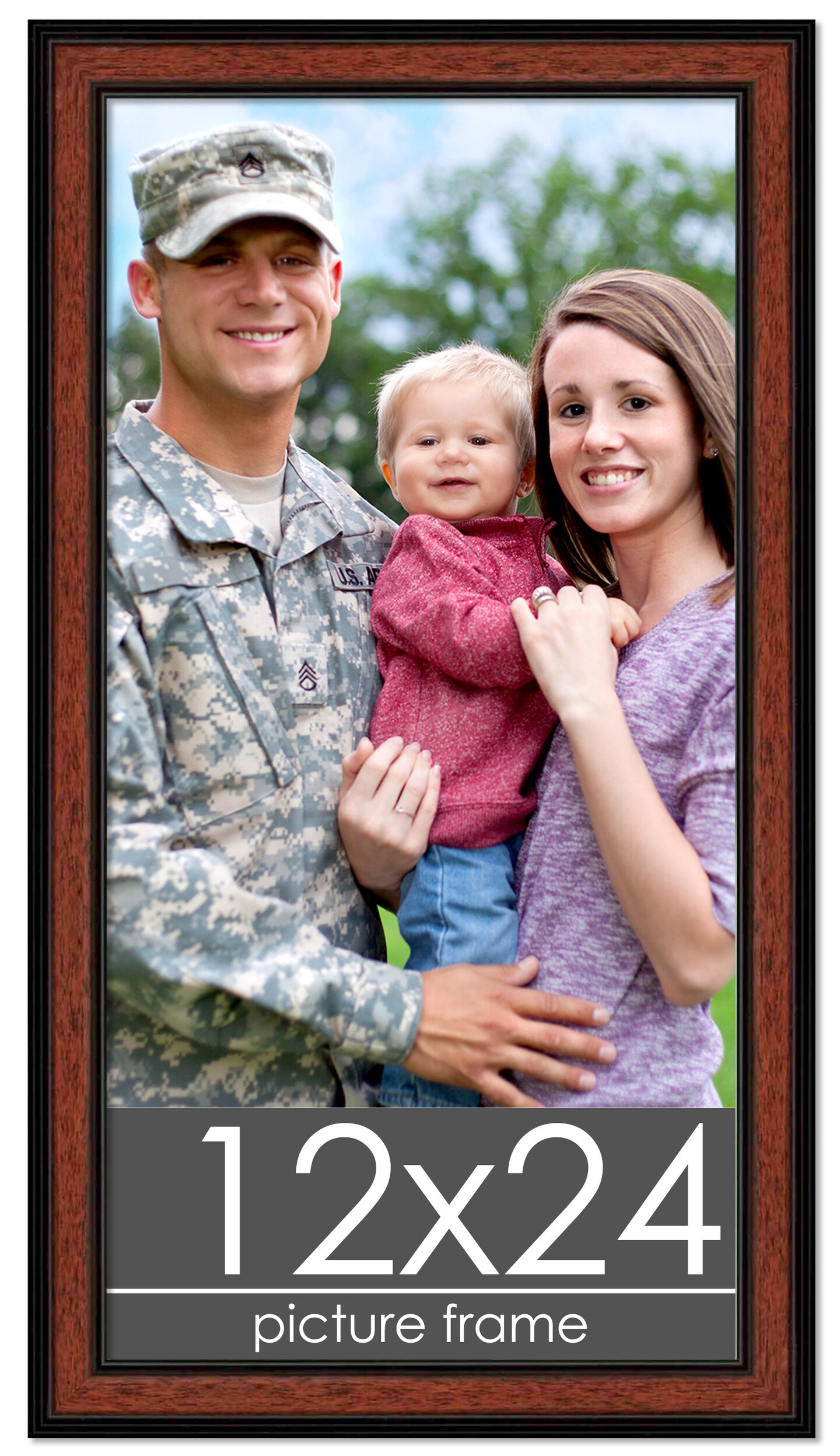 Panoramic Simple Brown Picture Frame - UV Acrylic, Foam Board Backing, Hanging Hardware
