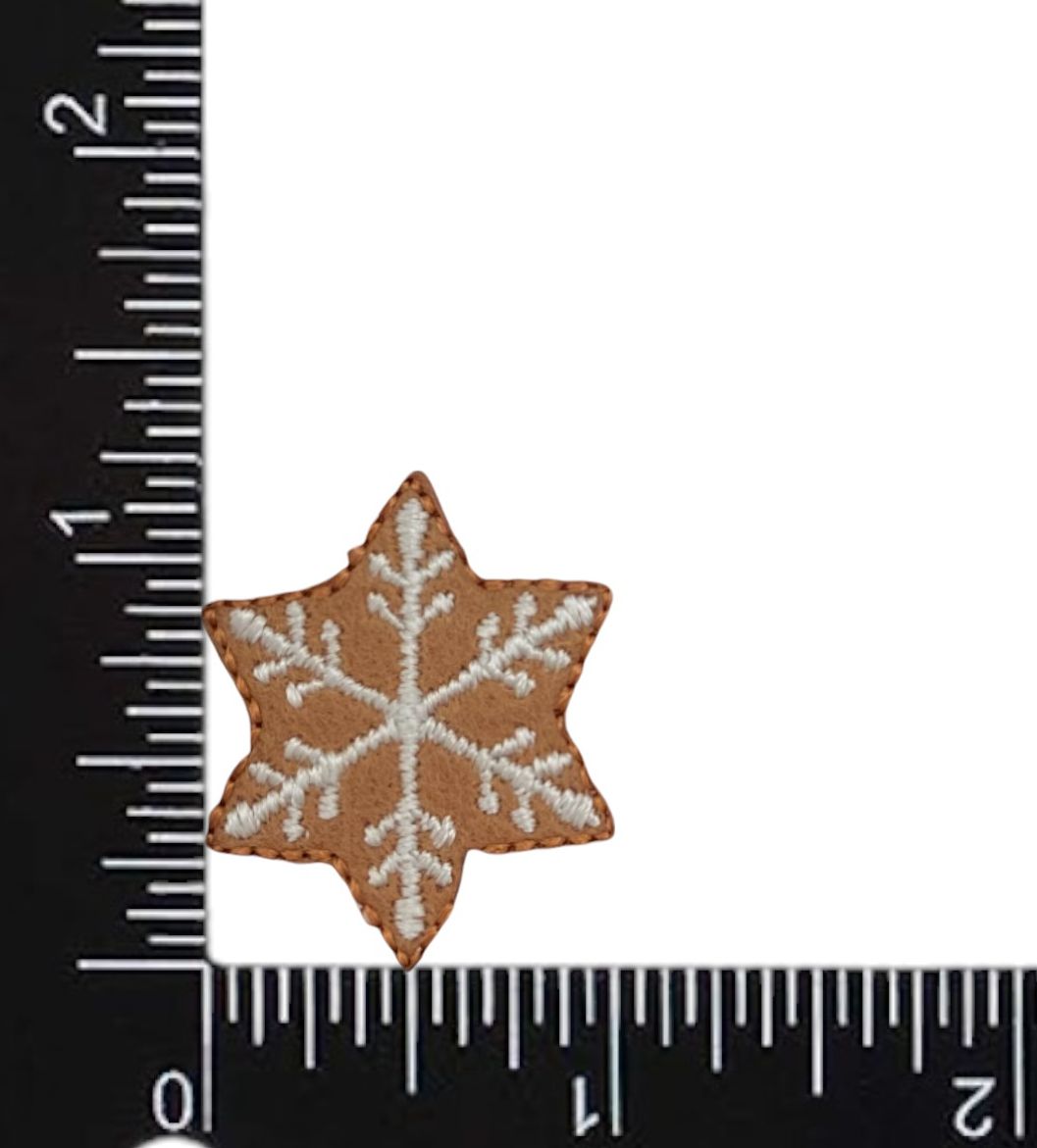 (Set of 3) 1&#x22; Gingerbread Snowflake, Christmas, Embroidered, Iron on Patch
