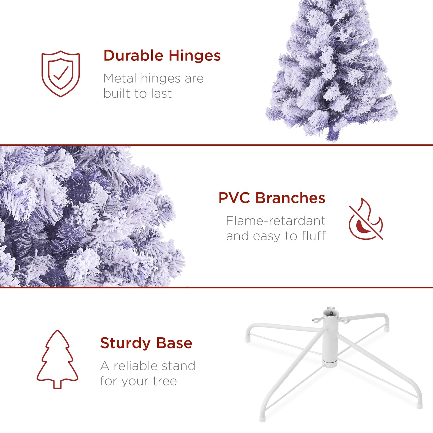 Best Choice Products Pre-Lit Lavender Christmas Pine Tree w/ Flocked Branches, Warm-White Lights