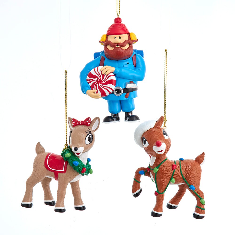4&#x22; Rudolph The Red-Nosed Reindeer with Friends Ornaments &#x2013; Set of 3 Classic Christmas Decorations