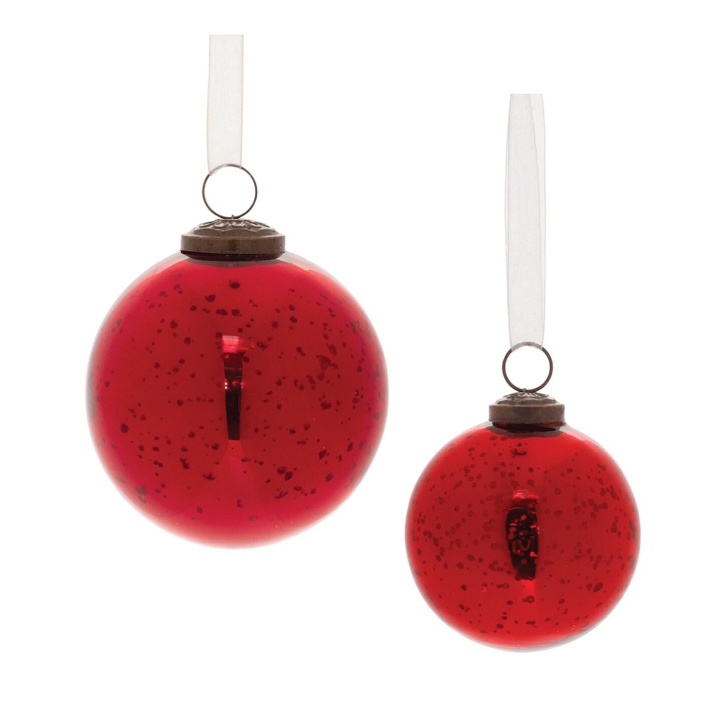 Melrose Mercury Glass Christmas Ball Ornaments - 4&#x22; (100mm) - Red - 6ct