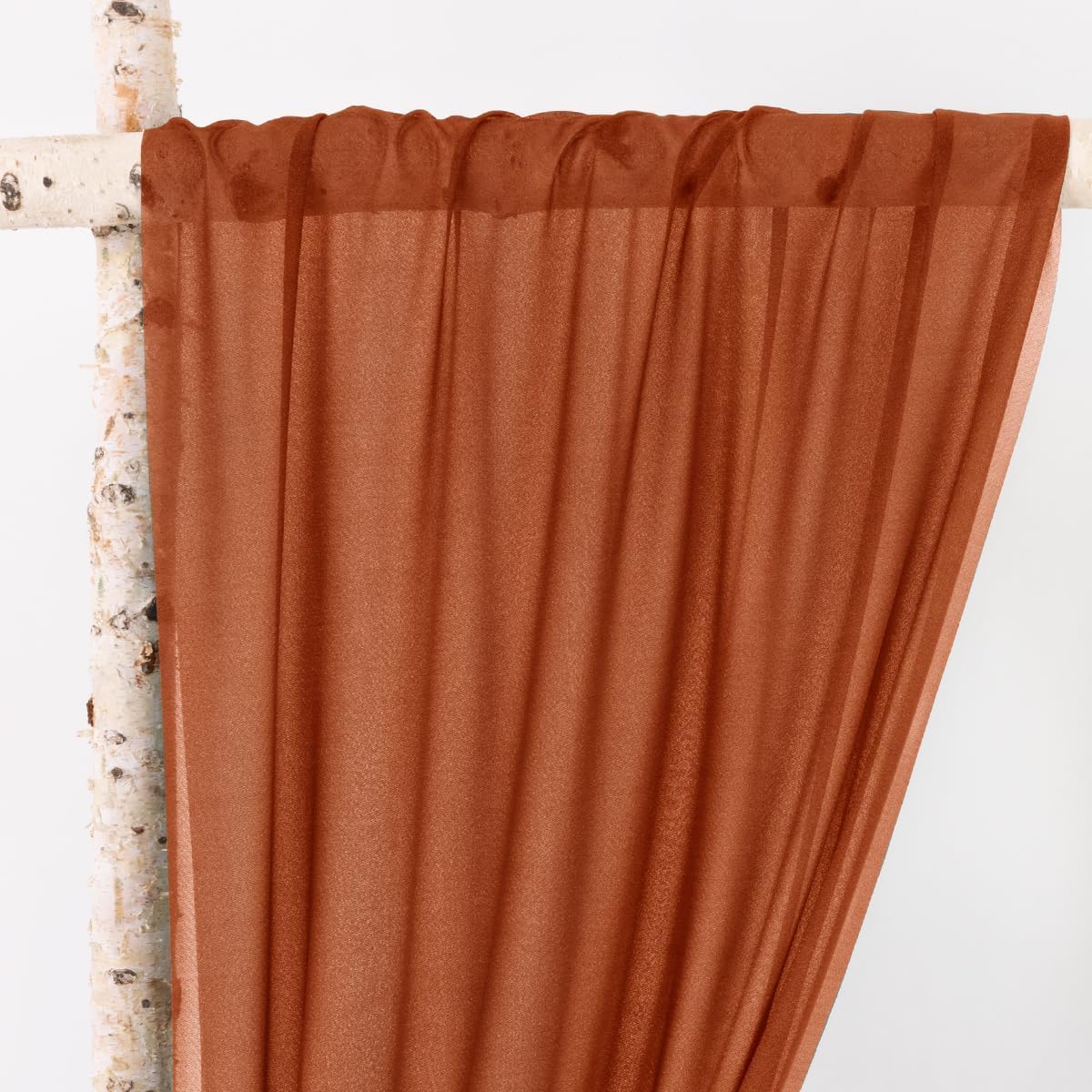 Terracotta Wedding Arch Draping Fabric 1 Panel 29&#x22; x 20Ft Fall Chiffon Outdoor Curtain Backdrop Sheer Arch Drapes for Halloween Thanksgiving Christmas Wedding Ceremony Party Ceiling Decoration