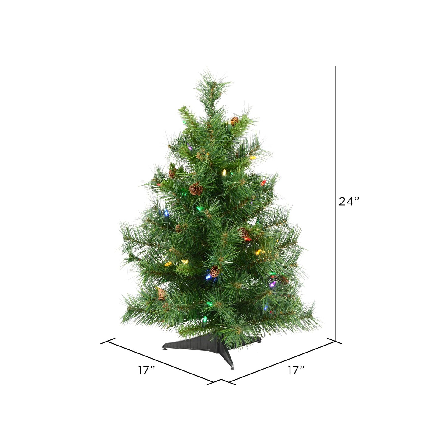 Vickerman 2' x 17" Cheyenne Pine 78T 50 Multi LED - A801002LED