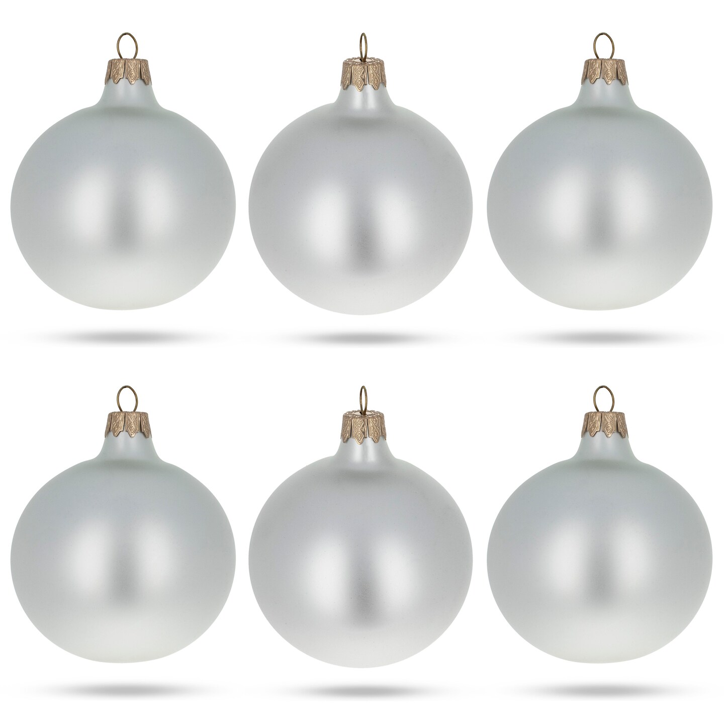 Set of 6 Matte White Glass Ball Christmas Ornaments 3.25 Inches