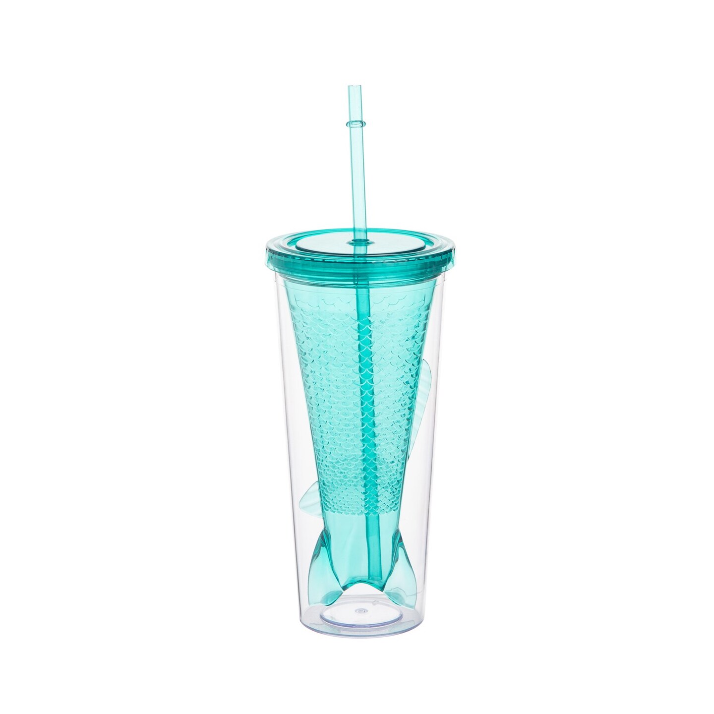 12 OZ PLASTIC BLUE MERMAID TAIL TUMBLER