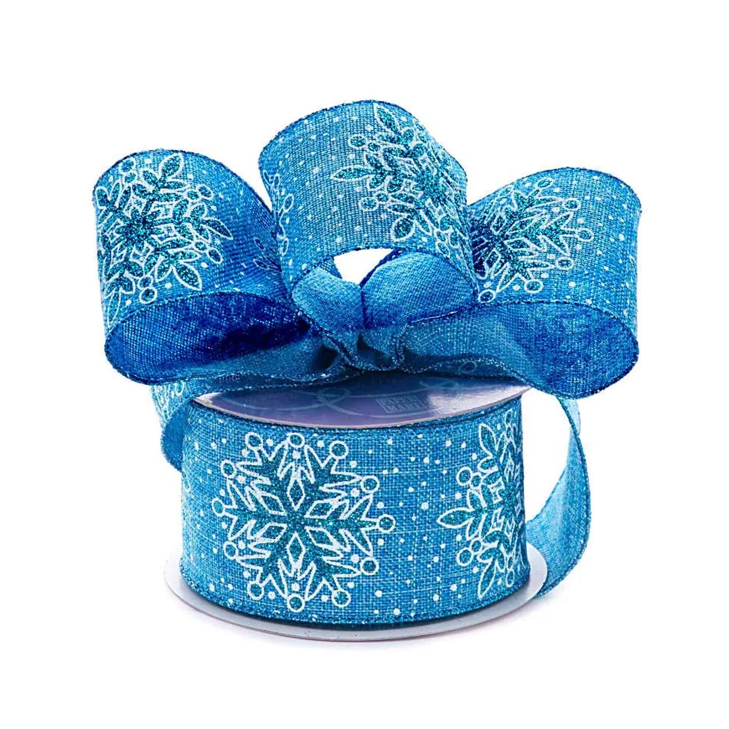 Blue Sparkling Snowflake Ribbon 10 Yards x 2.5 Inches 1 / ROLL