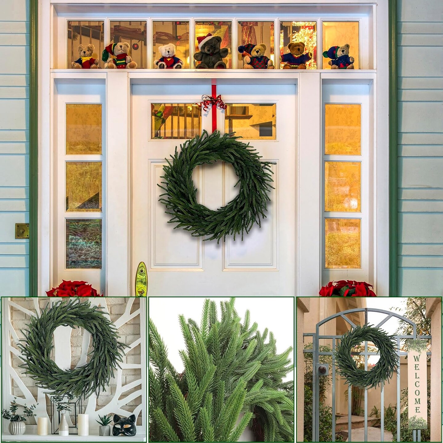 6&#x27; Norfolk Pine Garland + 24&#x22; Norfolk Wreath Set | Lifelike Greenery | Indoor/Outdoor Use | Christmas Accents | Christmas Garland and Wreath | Home &#x26; Office Decor