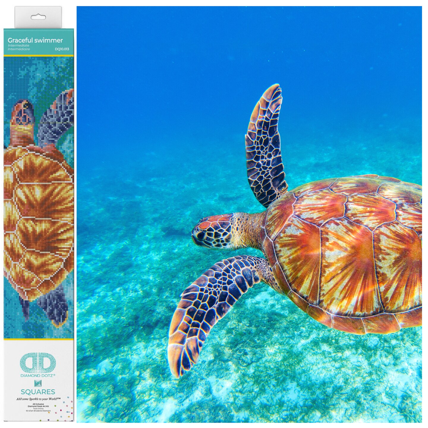 Diamond Dotz Graceful Swimmer Turtle Diamond Painting Kits for Adults - Diamond Art Kits a Relaxing Creative Craft Kit with Dotz Gems 14.6&#x22;x20.5&#x22;