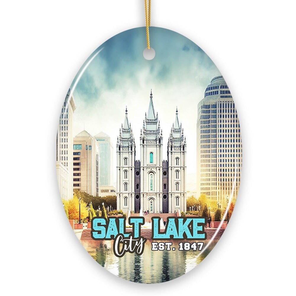 Salt Lake Vintage Ceramic Ornament, Utah Temple Souvenir Christmas Decoration