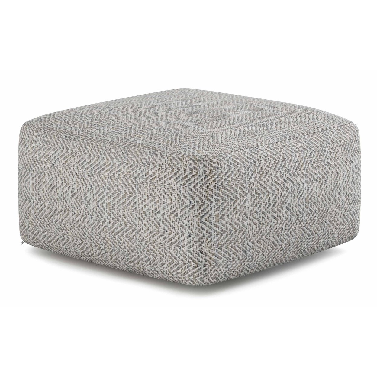 Simpli Home Nate Pouf Footstool Upholstered In Patterned Teal Melange Hand Woven
