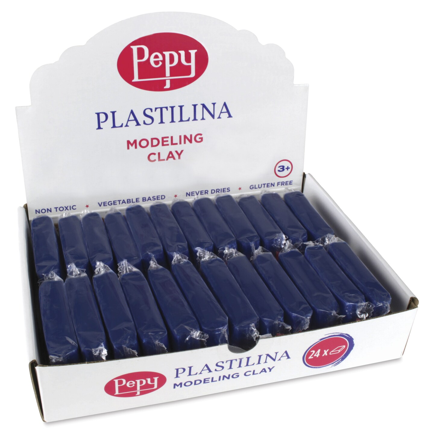 Pepy Plastilina Modeling Clay - Dark Blue, 1.4 oz, Pkg of 24
