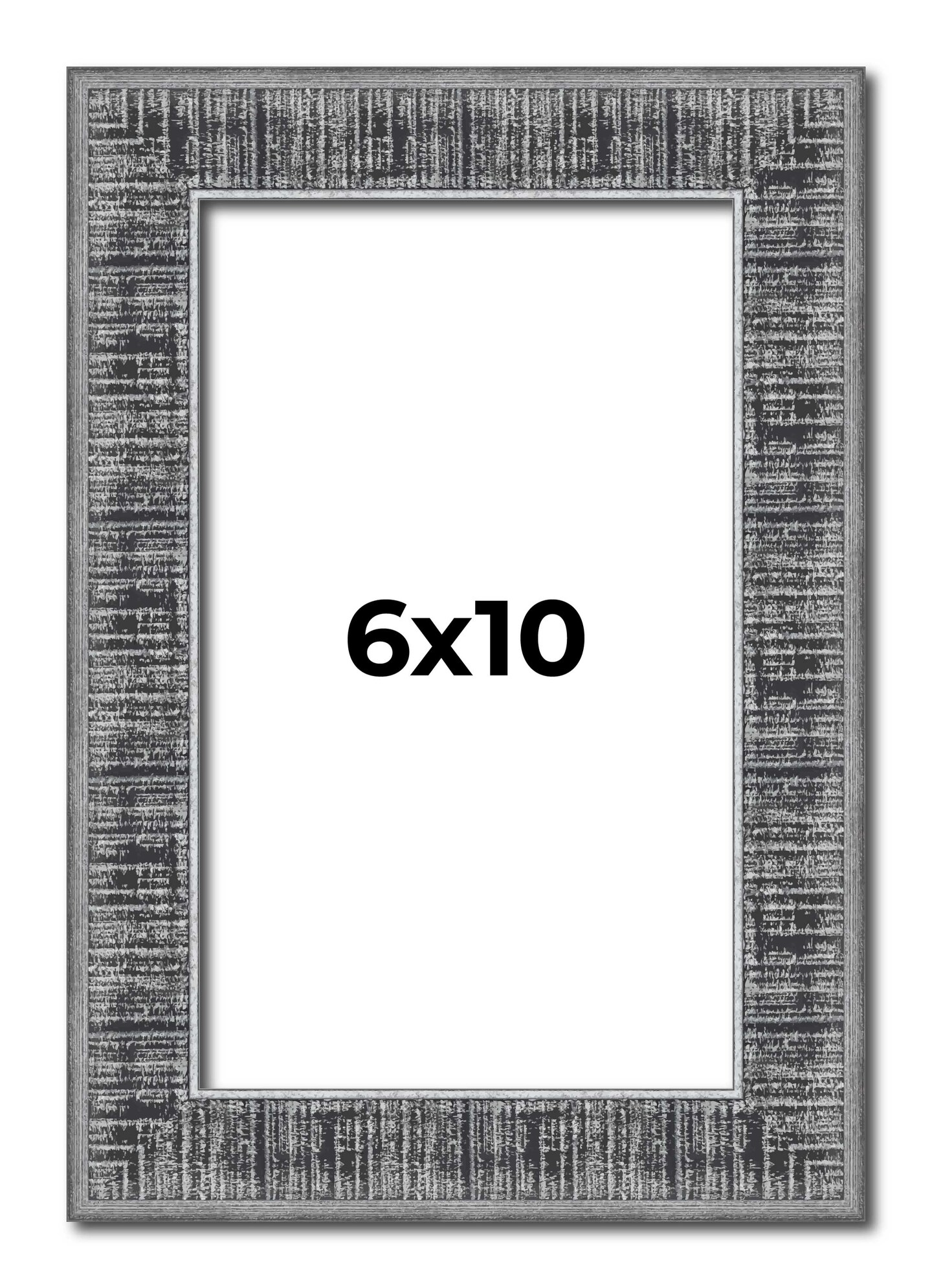 Photo Size Distressed Black Picture Frame - UV Acrylic, Foam Board Backing, Hanging Hardware