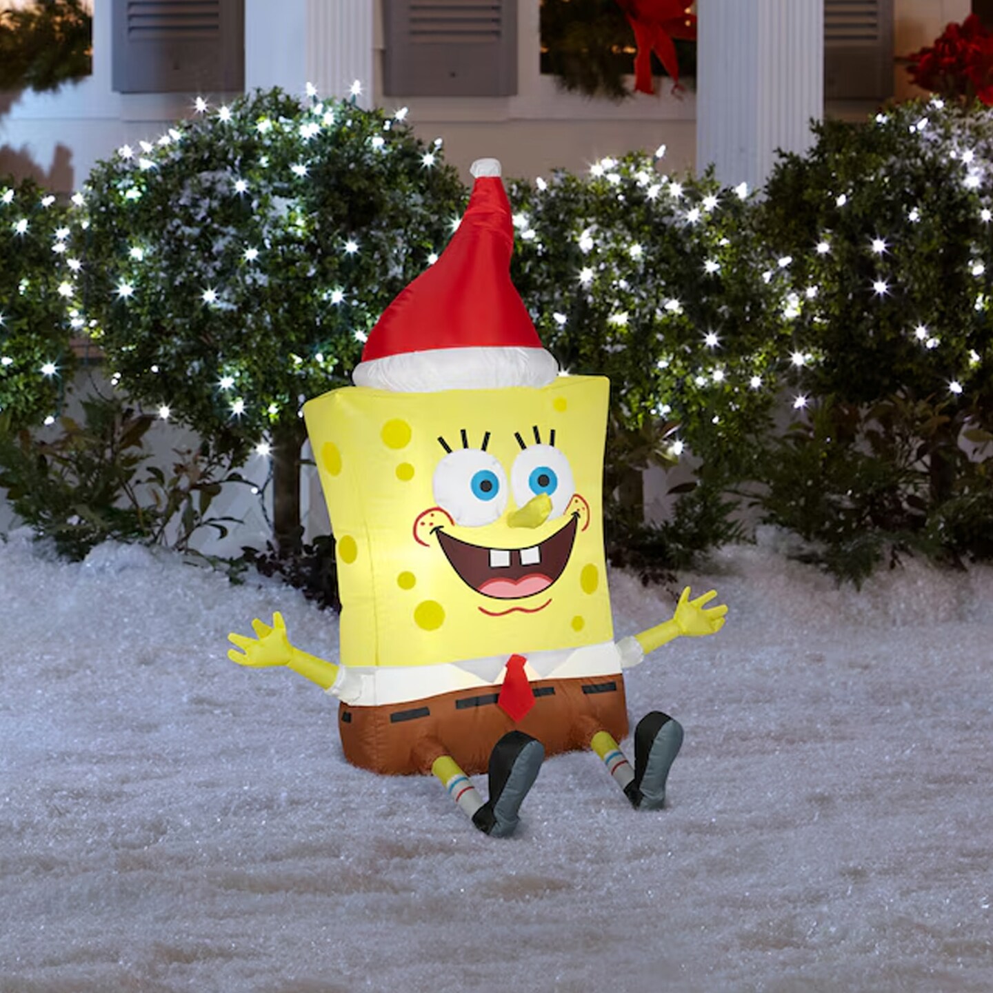 Nickelodeon 3.5 Ft LED SpongeBob Christmas Inflatable with Santa Hat