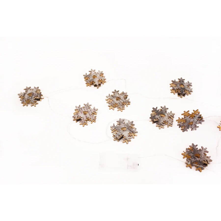 10 LED Wood Snowflake Light Set Battery Operated 2 Assorted Styles