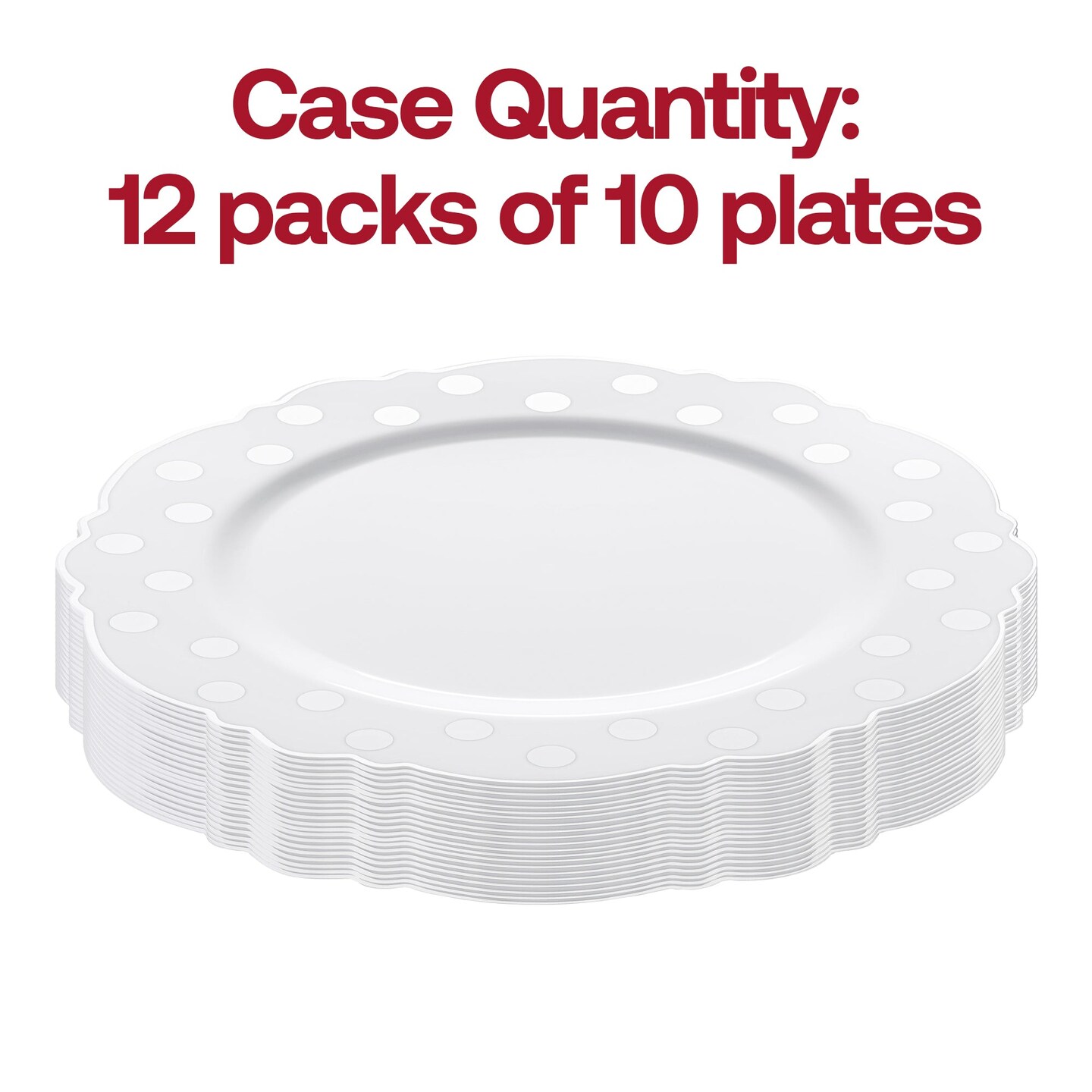 White with Silver Dots Round Blossom Disposable Plastic Salad Plates - 7.5" (120 Plates)