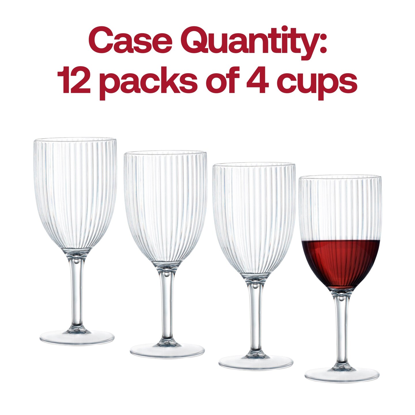 Clear Stripe Round Disposable Plastic Wine Flutes - 12 oz. (48 Wine Flutes)