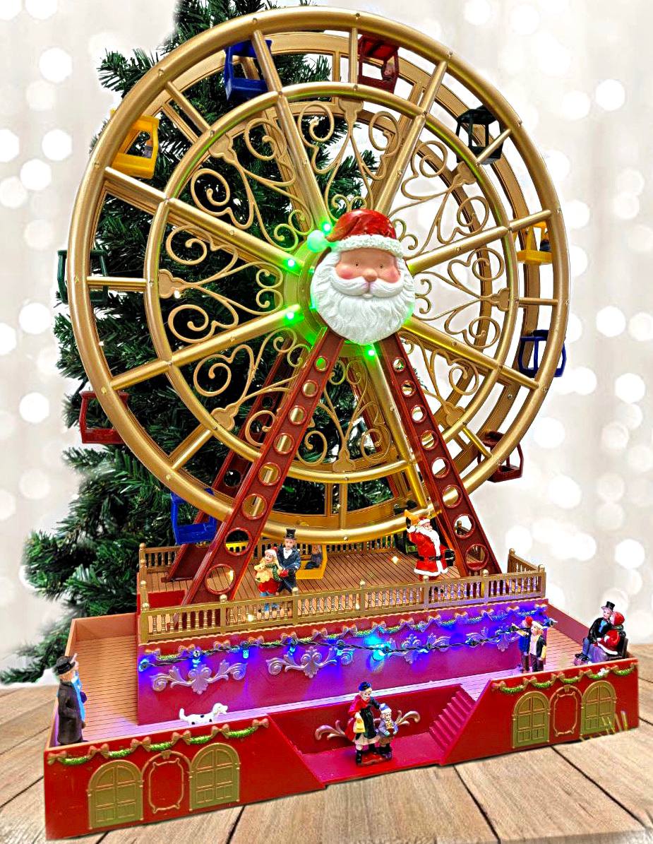 Christmas Wheel with Santa. Animated Holiday Decoration. Christmas Village