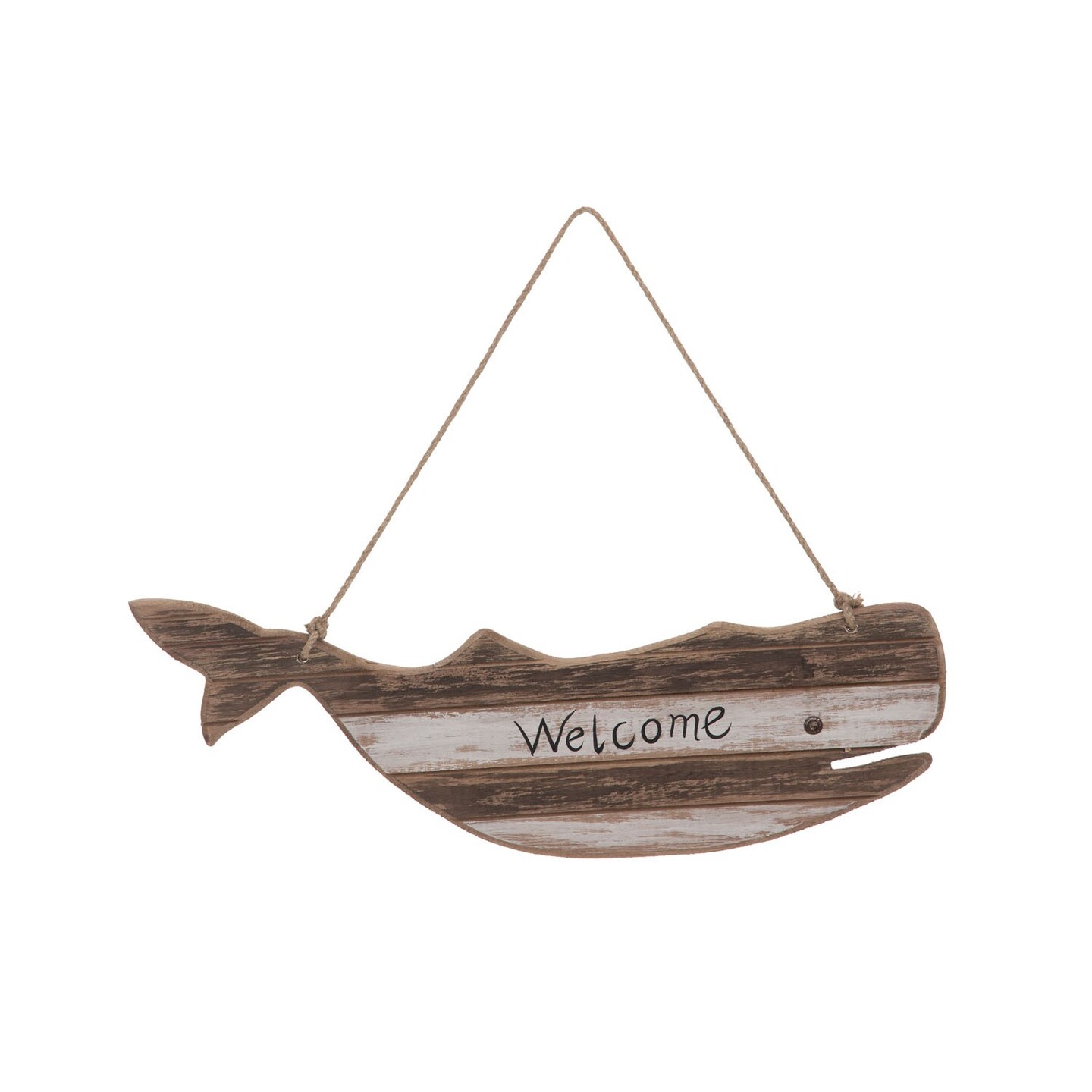 Welcome Whale Wall Hanging Sign Wall Home Decor Coastal Nautical Beach Ocean 14.96 x 0.59 x 11.42 Inches.