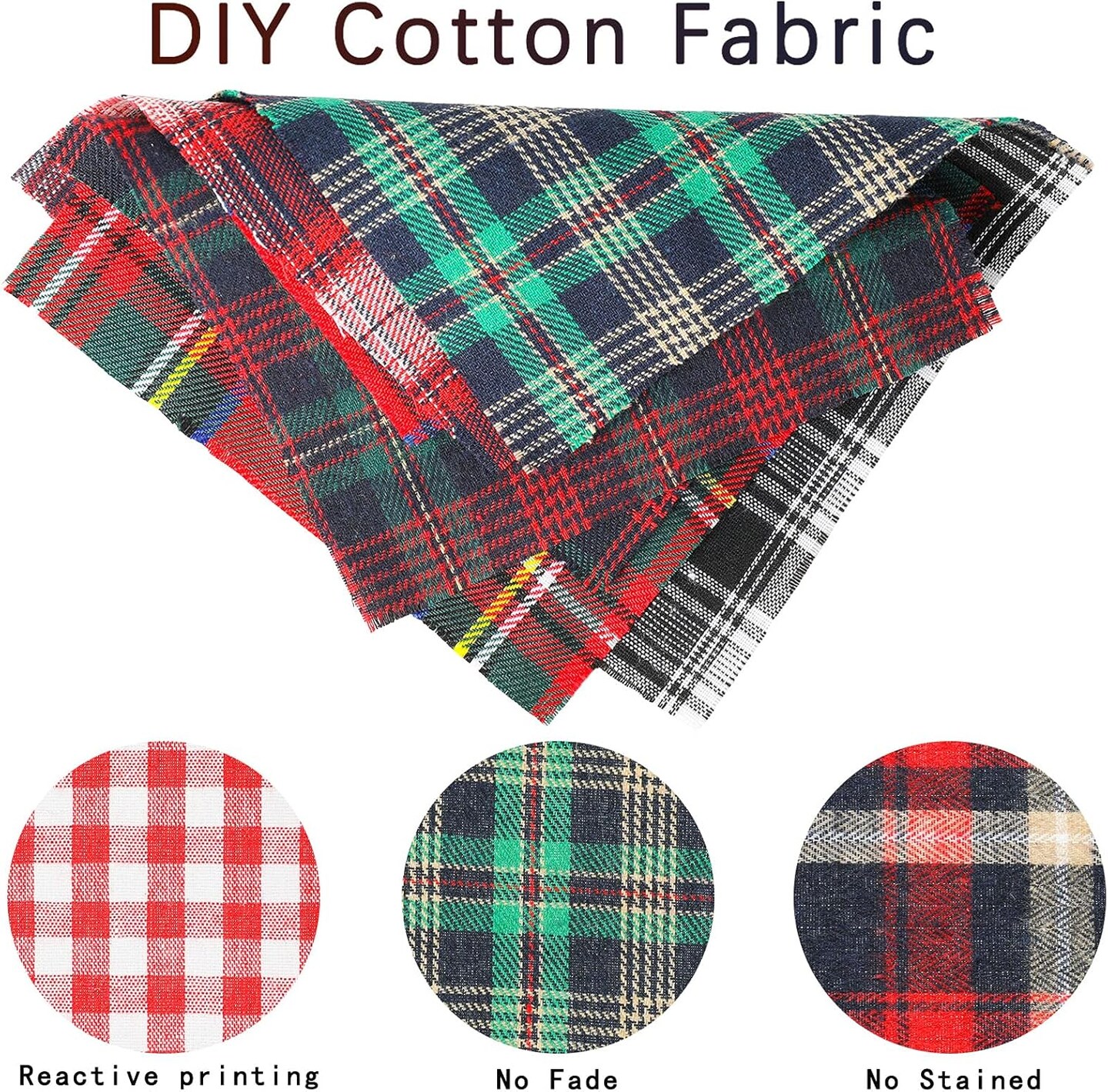 30Pcs Christmas Plaid Fabric Squares Buffalo Check Cotton Fabric Squares Red Green Black White Quilting Fabric Patchwork 15 Design Precut Quilt Charm Squares for DIY Art Craft Sewing, 5 x 5&#x22;