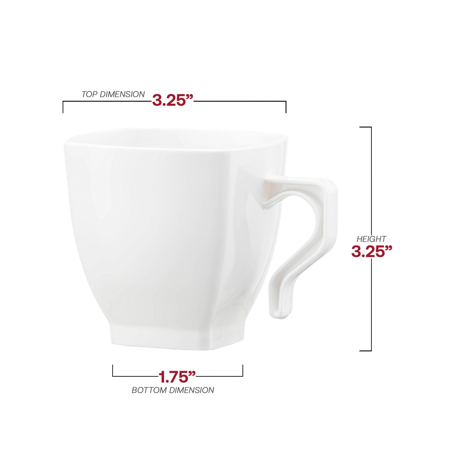 White Square Plastic Coffee Mugs - 8 oz. (192 Mugs)