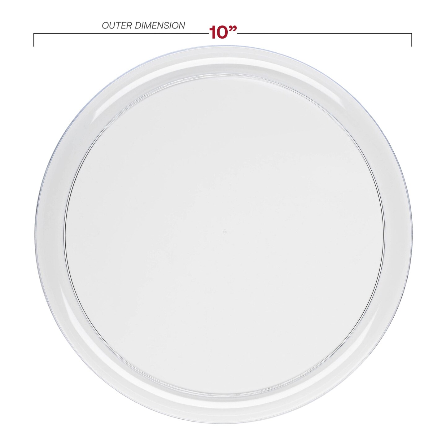 Clear Flat Round Disposable Plastic Dinner Plates - 10&#x22; (120 Plates)