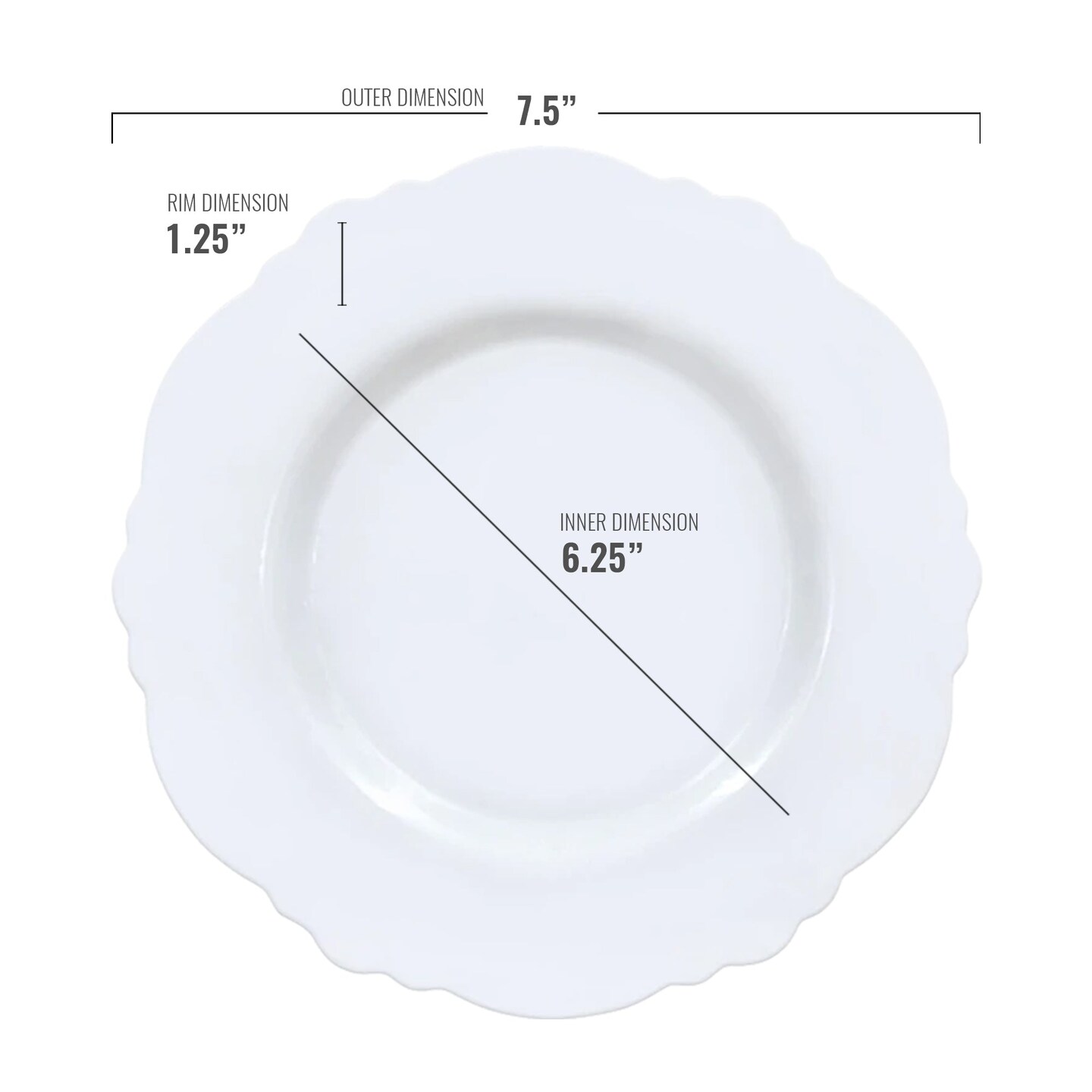 Solid White Round Blossom Disposable Plastic Dinnerware Value Set (120 Guests)