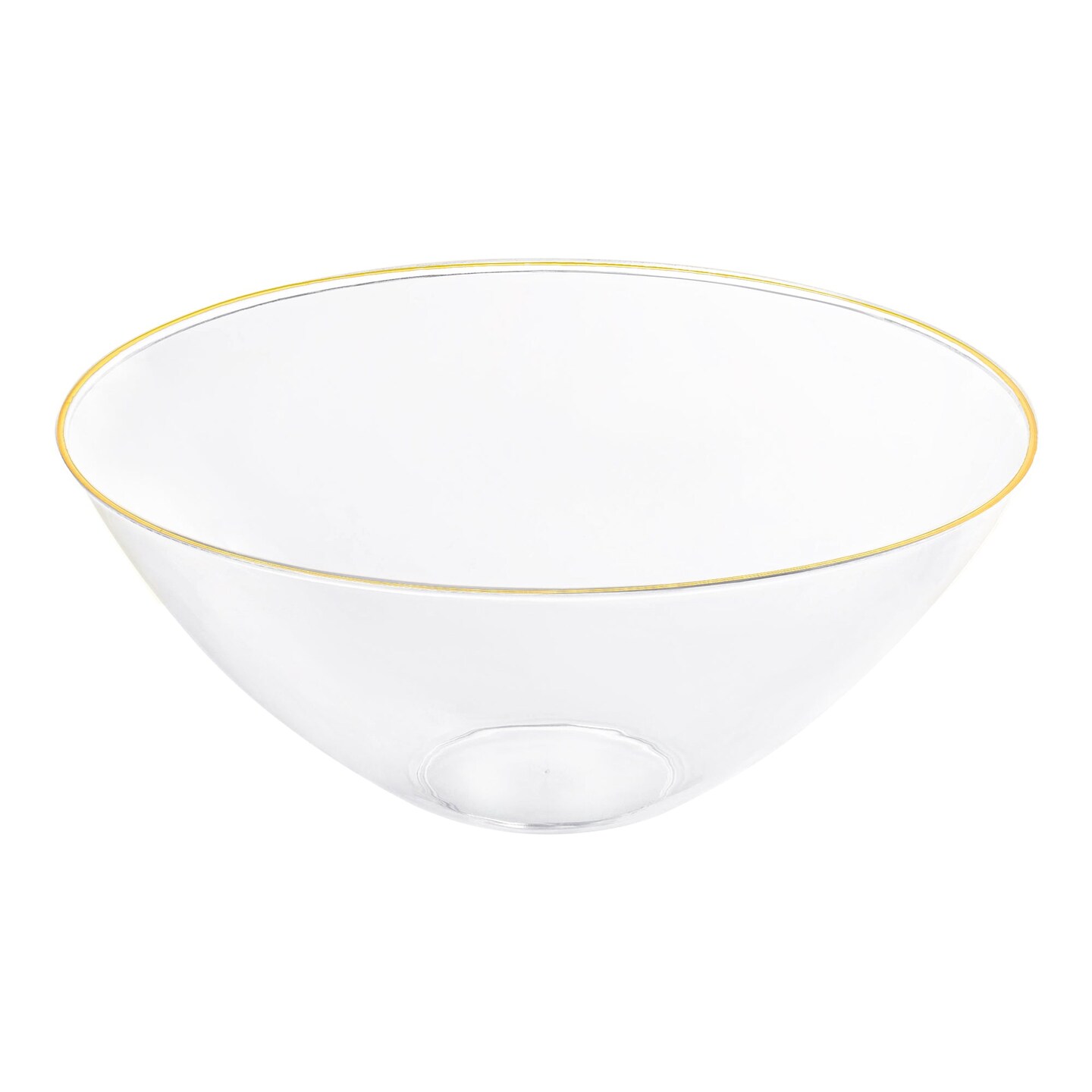 Clear with Gold Rim Organic Round Disposable Plastic Bowls - 32 oz. (60 Bowls)