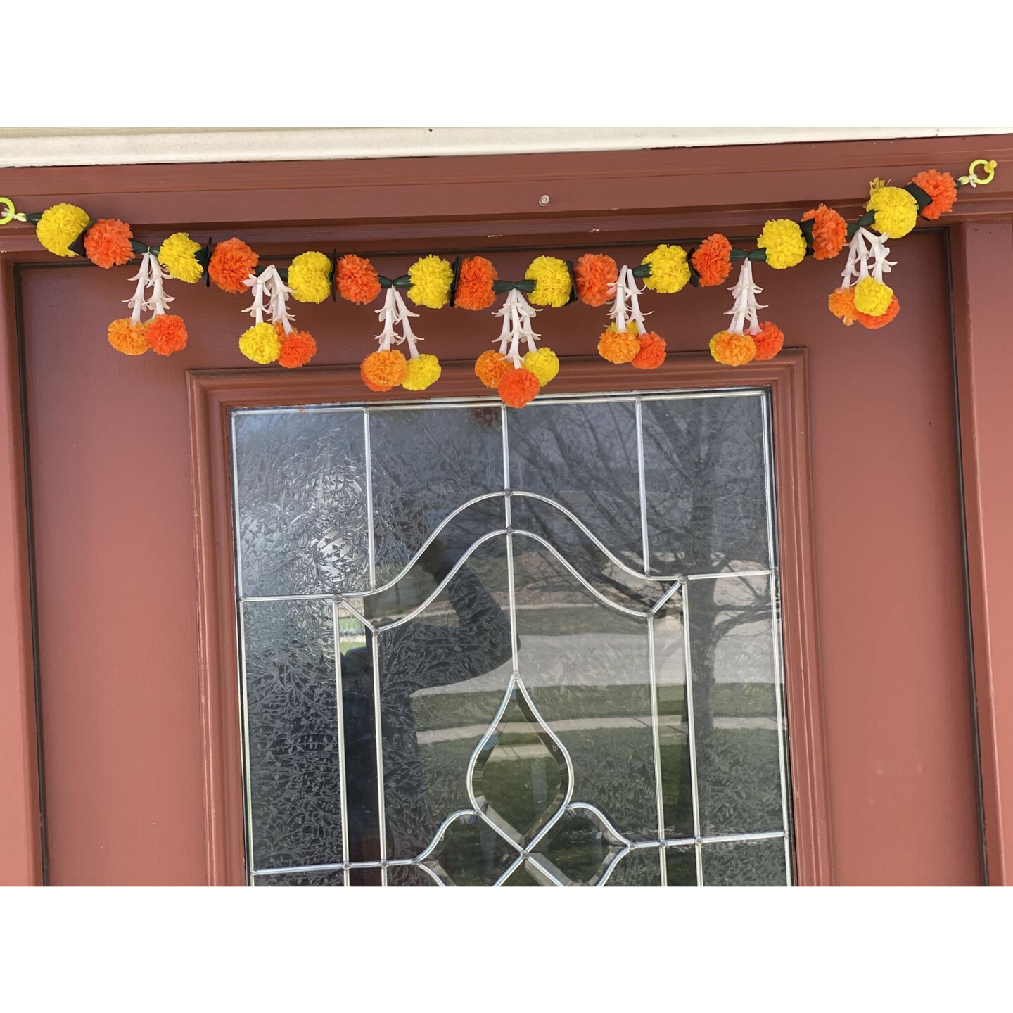 Marigold Tuberrose Door Toran Hanging Valance Festival Marigold Garland Window Indoor Outdoor Decor Bandarwal Pooja Decor Wedding Favor Diwali Decor