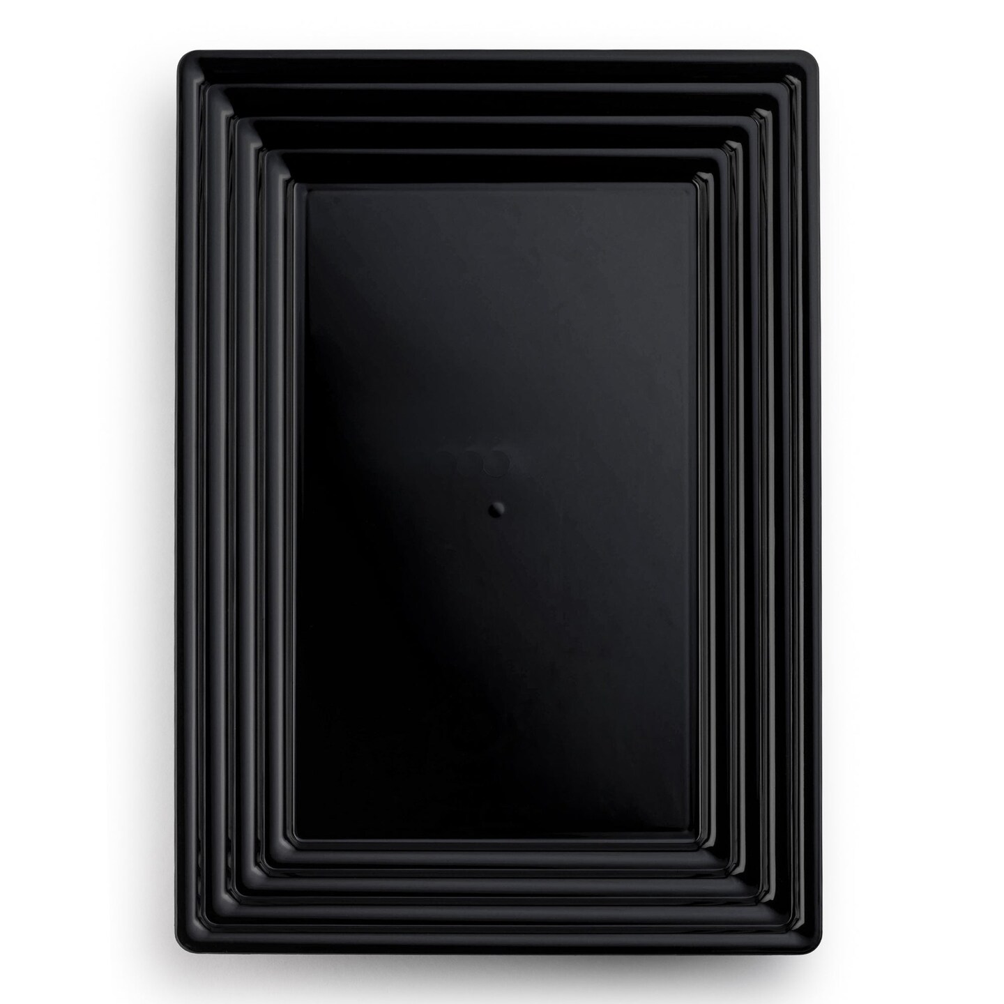 Black Rectangular with Groove Rim Plastic Serving Trays - 11" x 16" (24 Trays)