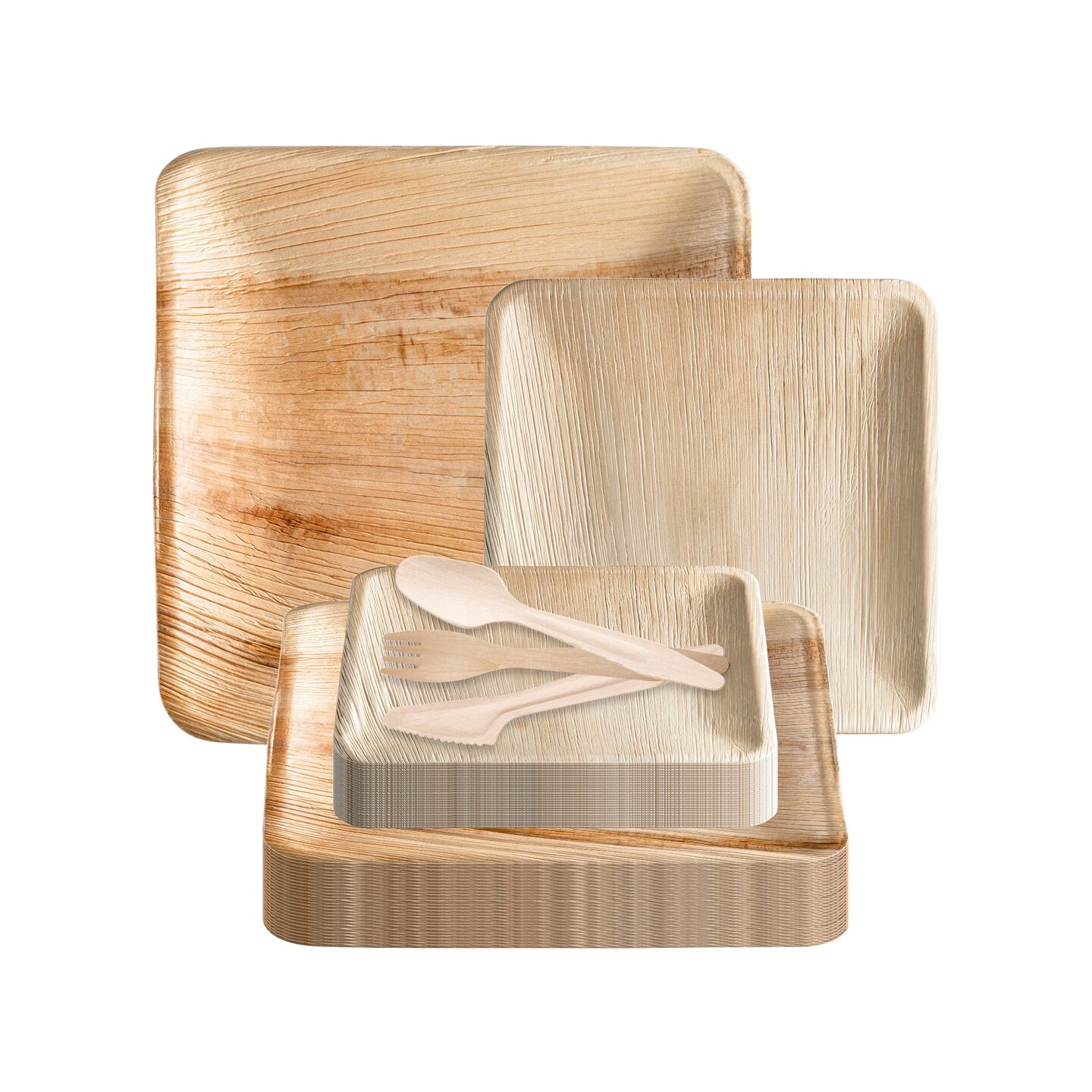 Square Palm Leaf Eco Friendly Disposable Wedding Value Set (100 Settings)