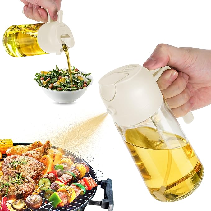 2 in 1 oil dispenser and oil sprayer for Cooking Bottle for Kitchen Air Fryer, Salad Olive Oil Sprayer