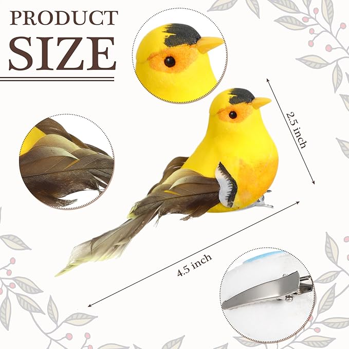 Birds for Christmas Tree Feathered Birds Spring Floral Arrangement Art Craft Fake Realistic Bird Ornaments Easter Tree Ornament(Fresh Color,Cardinal)
