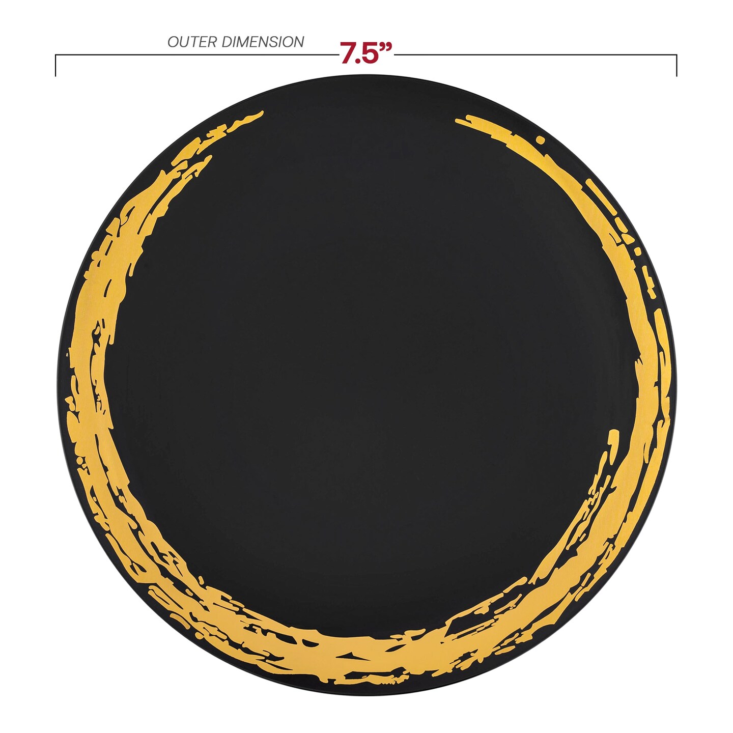 Black with Gold Moonlight Round Disposable Plastic Appetizer/Salad Plates - 7.5" (120 Plates)
