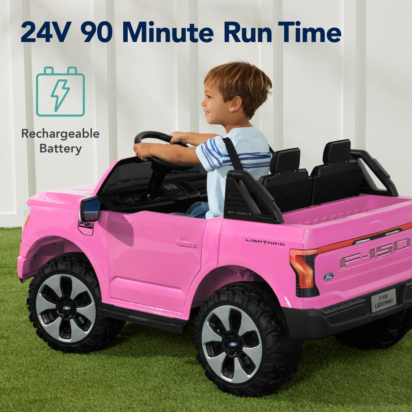 Best Choice Products Kids 24V Ride On Truck Officially Licensed Ford Lightning w/ Remote, LED Lights, 2 Speeds
