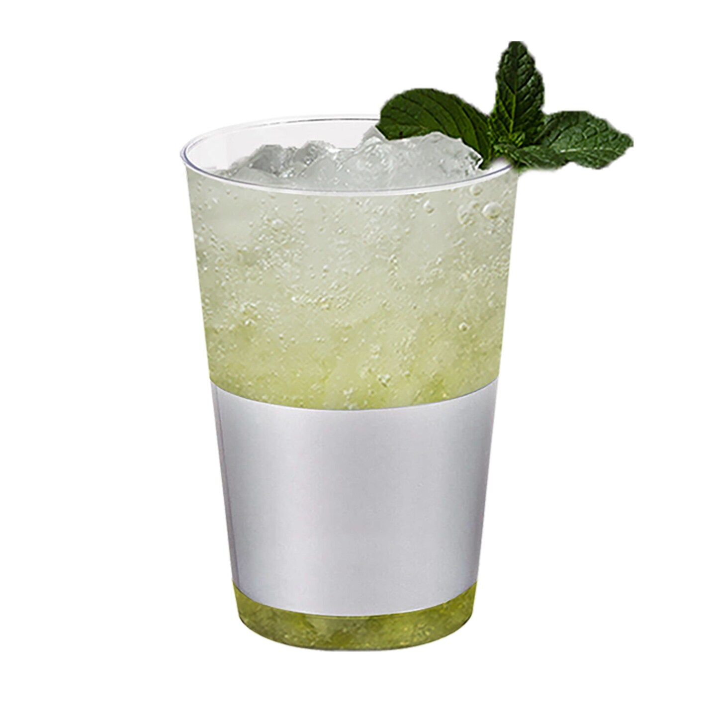 Clear with Metallic Silver Thick Bottom Round Disposable Plastic Tumblers - 12 oz. (240 Cups)