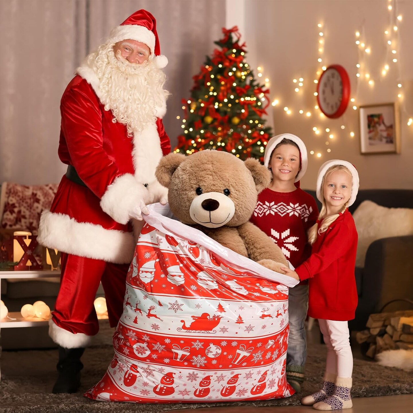 8 PCS Extra Large Christmas Gift Bags With Tags &#x26; Strings, 44&#x22;X36&#x22; Jumbo Christmas Gift Bags Large Size for Giant Gifts, Plastic Gift Wrapping Bags Xmas Holiday Party Favor Decoration Supplies