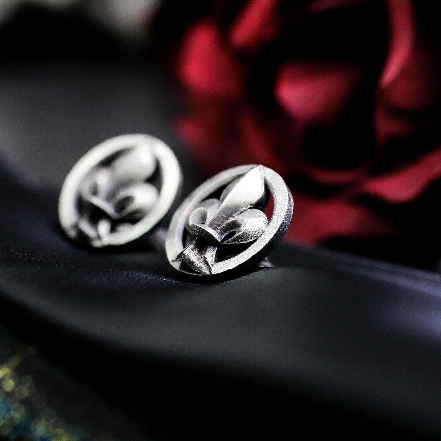 Fleur-de-lis Cufflinks - Handmade 925 Silver French Lily Gothic
