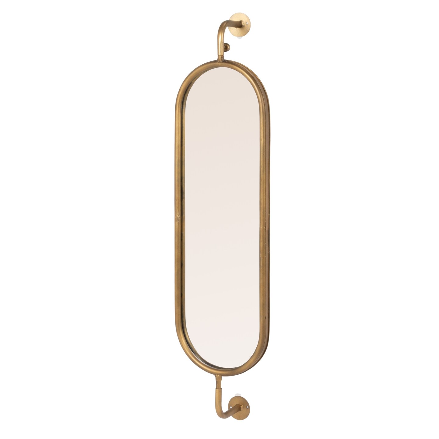 Hello Honey Oval Metal Framed Wall Mirror with Brackets, Gold