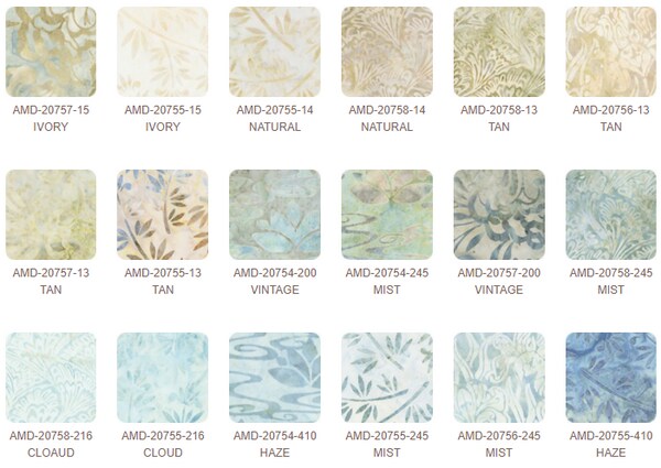 Artisan Batiks Morning Mist Fat Quarter Bundle by Lunn Studios for Robert Kaufman (FQ-1816-18)
