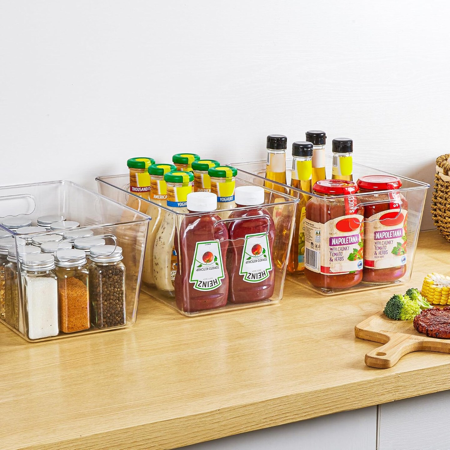 6 Pack Clear Pantry Organizer Bins (clear) 11.2"L x 7.5"W x 6"H