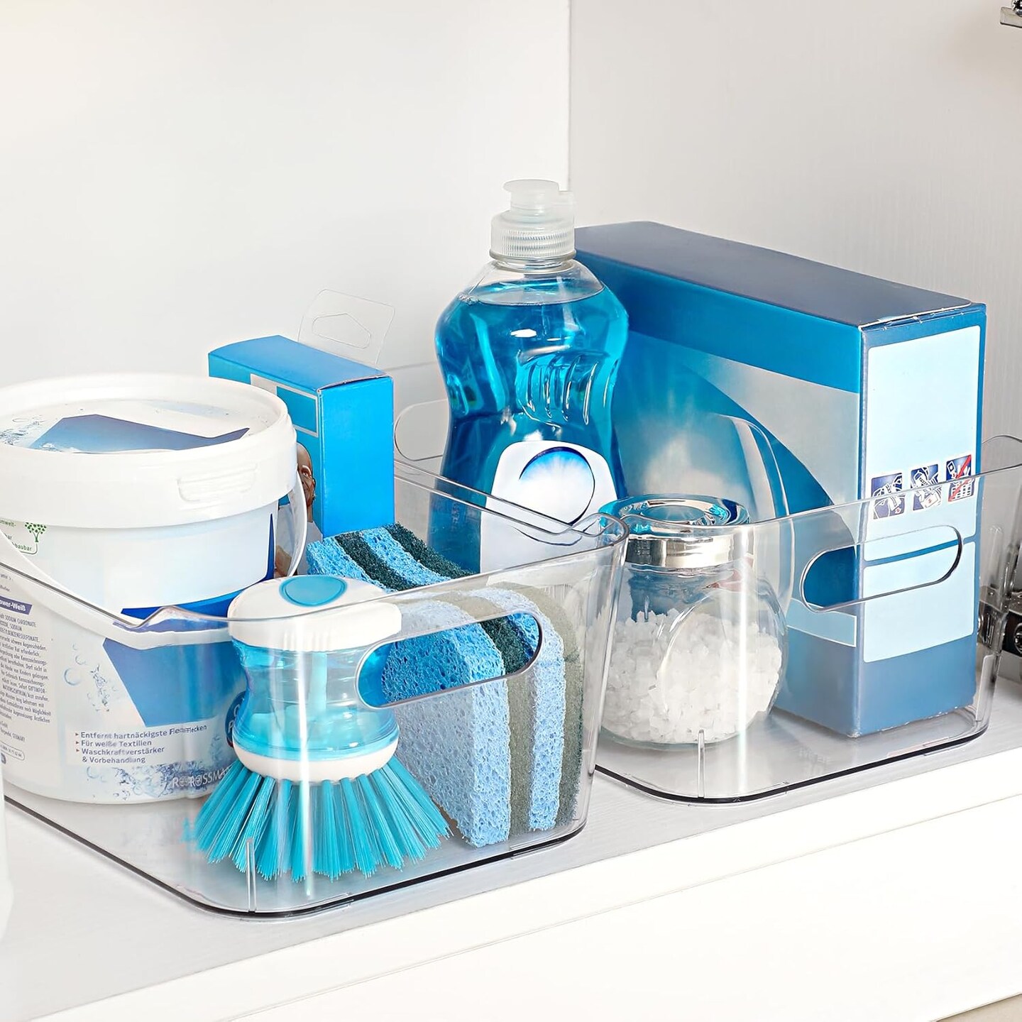 12 PACK Multi-Use Clear Plastic Storage Bins (Clear) 9.6"L x 6.6"W x 4.1"H