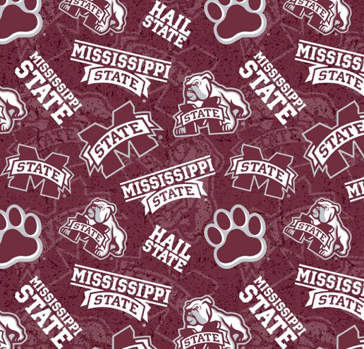 Licensed NCAA Mississippi State University Tone on Tone Cotton Fabric by the Yard